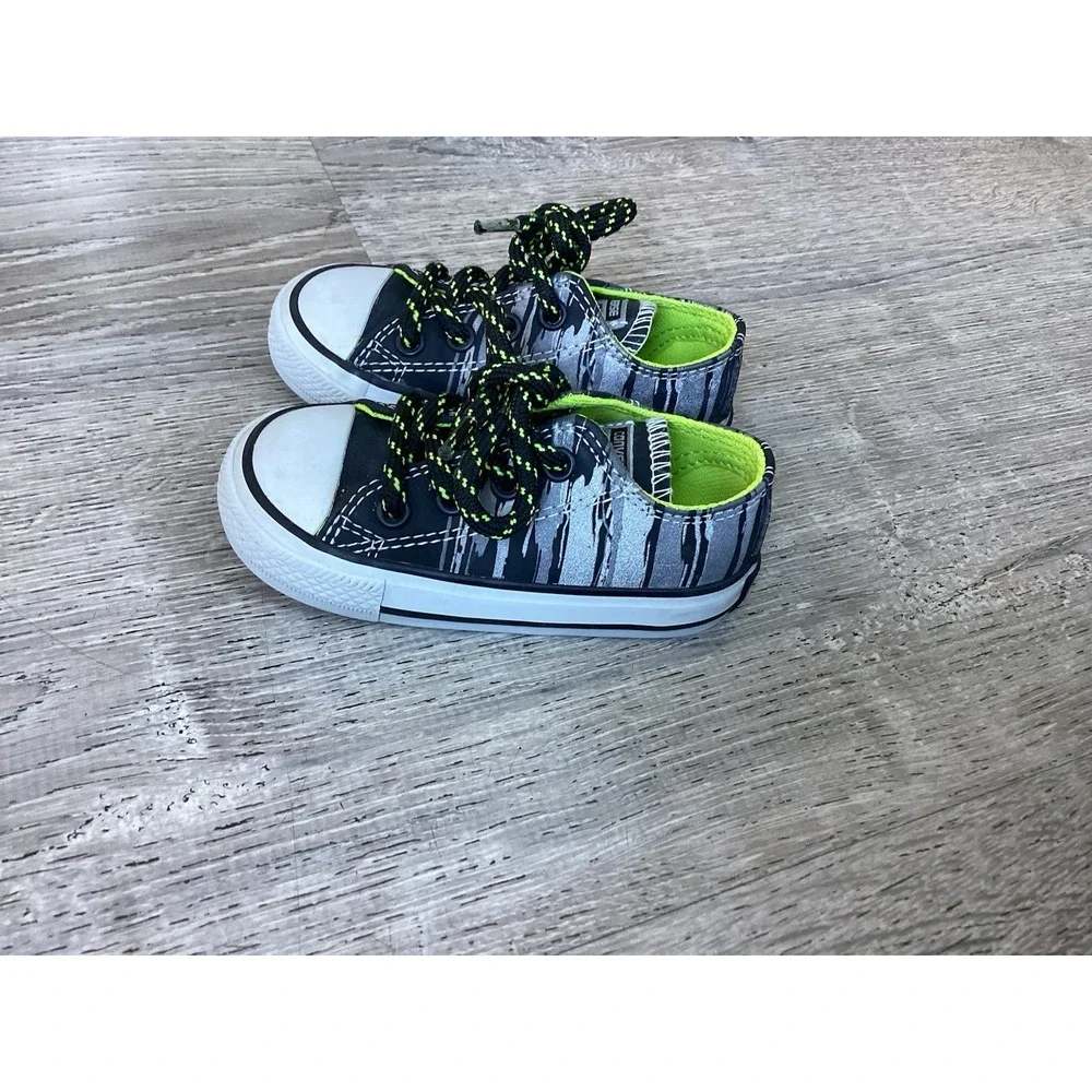Converse Chuck Taylor All Star Baby 5 Oxford Black/Bold Lime 754410C Dinosaur